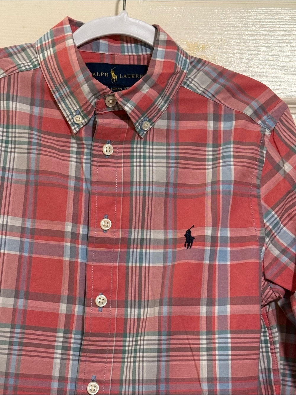 Ralph Lauren Red Plaid Button-Down kids Shirt size 10-12 #theclassy - Picture 2 of 5